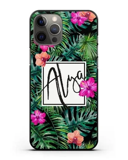 Именной чехол Тропический лес силиконовый для iPhone 12 Pro Max