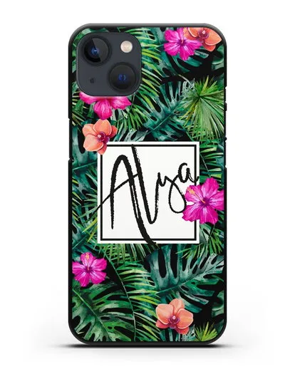 Именной чехол Тропический лес силиконовый для iPhone 13