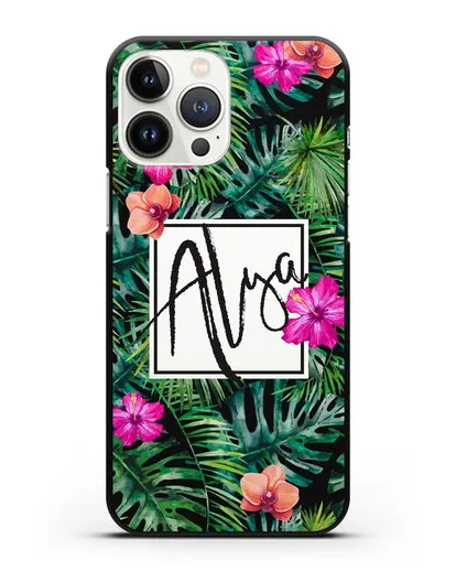 Именной чехол Тропический лес силиконовый для iPhone 13 Pro Max