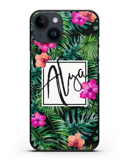 Именной чехол Тропический лес силиконовый для iPhone 14