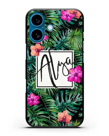 Именной чехол Тропический лес силиконовый для iPhone 16