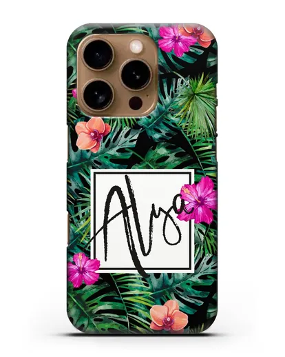 Именной чехол Тропический лес силиконовый для iPhone 16 Pro
