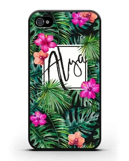 Именной чехол Тропический лес силиконовый для iPhone 4/4s