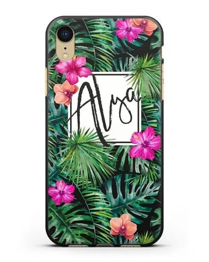 Именной чехол Тропический лес силиконовый для iPhone XR