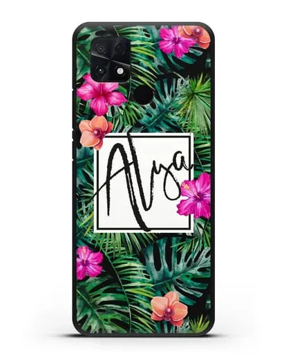 Именной чехол Тропический лес силиконовый для Xiaomi Poco C40