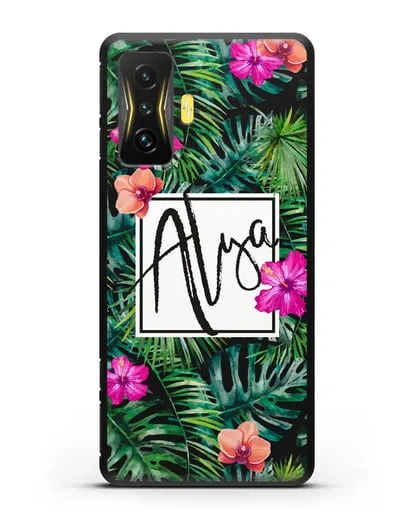 Именной чехол Тропический лес силиконовый для Xiaomi Poco F4 GT