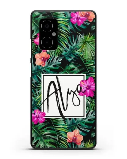 Именной чехол Тропический лес силиконовый для Xiaomi Poco M4 5G