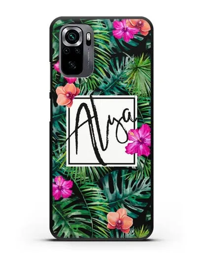 Именной чехол Тропический лес силиконовый для Xiaomi Poco M5s