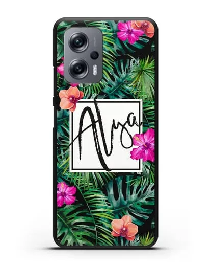 Именной чехол Тропический лес силиконовый для Xiaomi Poco X4 GT