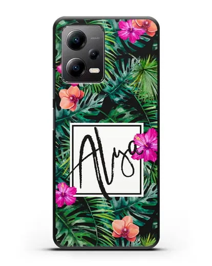 Именной чехол Тропический лес силиконовый для Xiaomi Poco X5