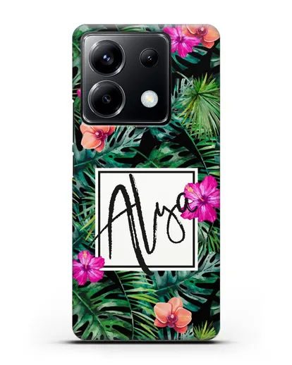 Именной чехол Тропический лес силиконовый для Xiaomi Poco X6