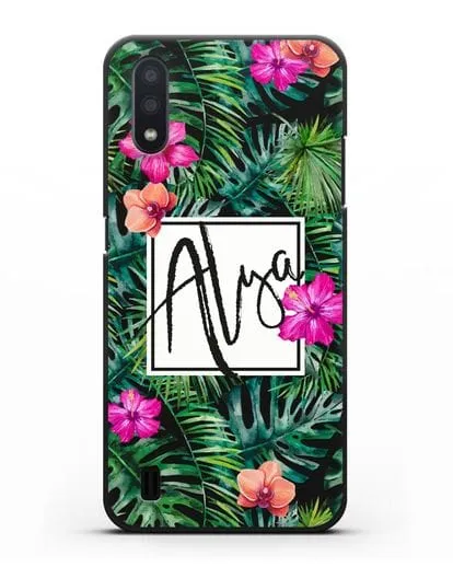Именной чехол Тропический лес силиконовый для Samsung Galaxy A01 [SM-A015F]