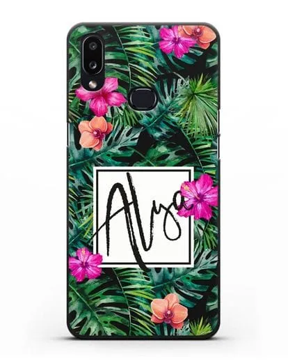 Именной чехол Тропический лес силиконовый для Samsung Galaxy A10s [SM-F107F]