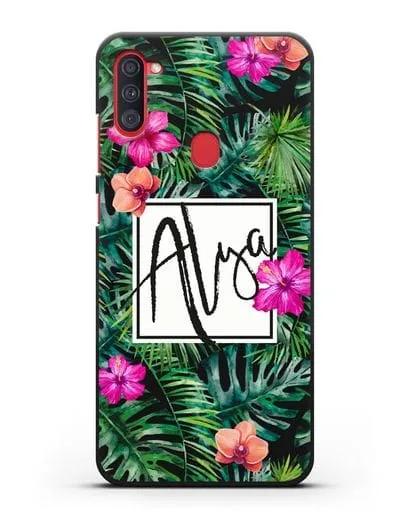 Именной чехол Тропический лес силиконовый для Samsung Galaxy A11 [SM-A115F]