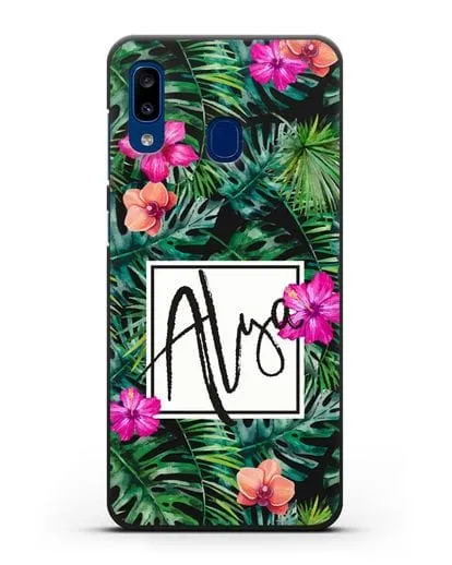 Именной чехол Тропический лес силиконовый для Samsung Galaxy A20 [SM-A205FN]