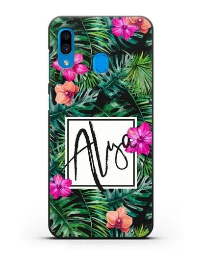 Именной чехол Тропический лес силиконовый для Samsung Galaxy A30 [SM-A305FN]