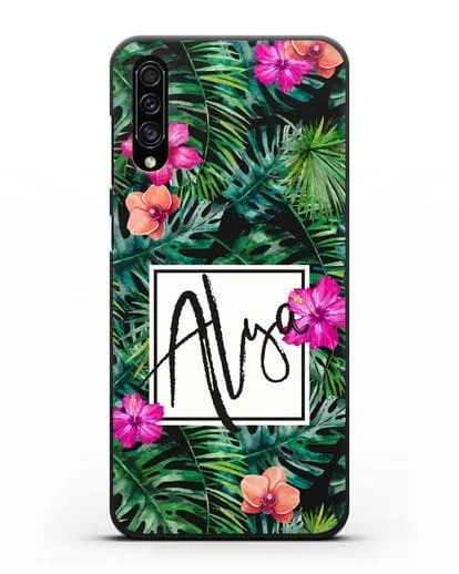 Именной чехол Тропический лес силиконовый для Samsung Galaxy A30s [SM-A307FN]