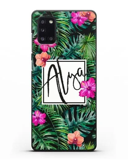 Именной чехол Тропический лес силиконовый для Samsung Galaxy A31 [SM-A315F]