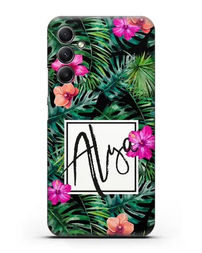 Именной чехол Тропический лес силиконовый для Samsung Galaxy A34 [SM-A346]