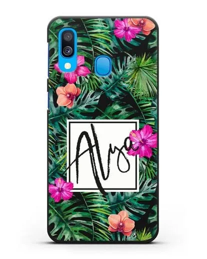 Именной чехол Тропический лес силиконовый для Samsung Galaxy A40 [SM-A405F]