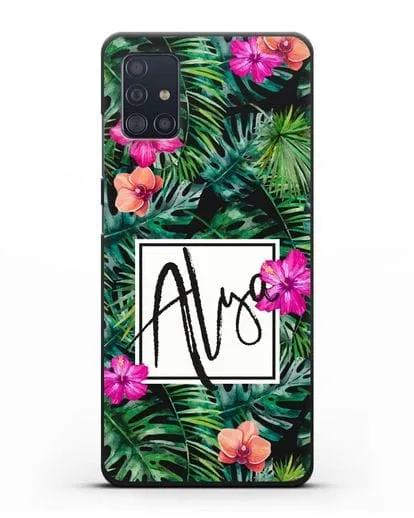 Именной чехол Тропический лес силиконовый для Samsung Galaxy A51 [SM-A515F]