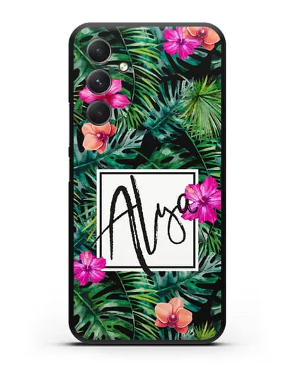 Именной чехол Тропический лес силиконовый для Samsung Galaxy A54 [SM-A536]