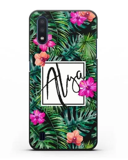 Именной чехол Тропический лес силиконовый для Samsung Galaxy M01 [SM-M015F]