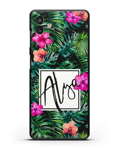 Именной чехол Тропический лес силиконовый для Samsung Galaxy M13 [SM-M135]