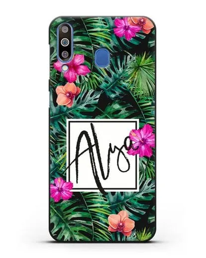 Именной чехол Тропический лес силиконовый для Samsung Galaxy M30 [SM-M305F]