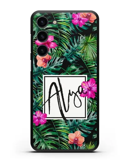 Именной чехол Тропический лес силиконовый для Samsung Galaxy S23 Plus [SM-S916]