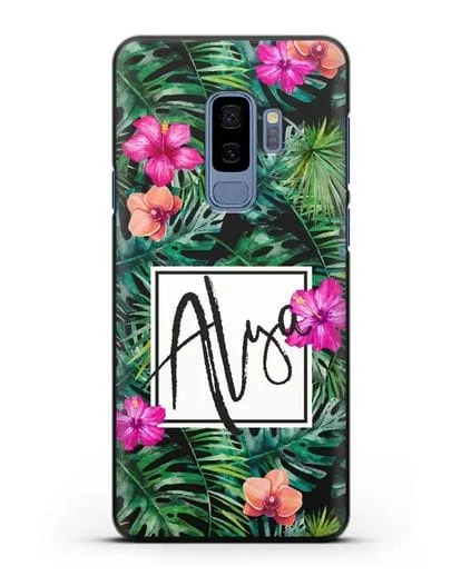Именной чехол Тропический лес силиконовый для Samsung Galaxy S9 Plus [SM-G965F]