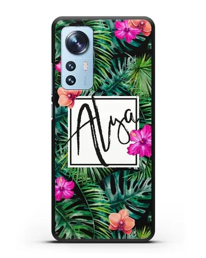 Именной чехол Тропический лес силиконовый для Xiaomi 12 Lite