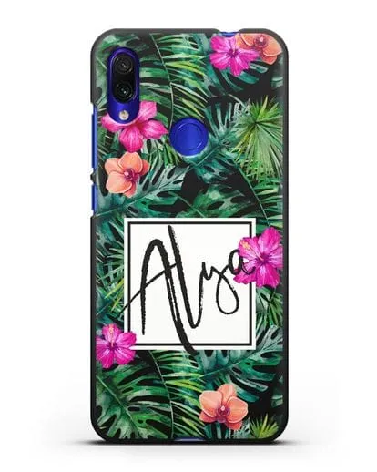 Именной чехол Тропический лес силиконовый для Xiaomi Redmi Note 7