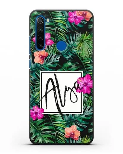 Именной чехол Тропический лес силиконовый для Xiaomi Redmi Note 8