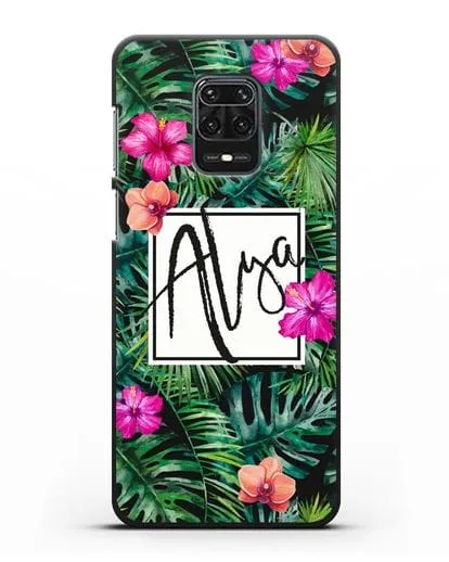 Именной чехол Тропический лес силиконовый для Xiaomi Redmi Note 9S