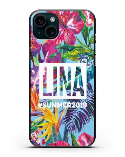 Именной чехол Летние грёзы силиконовый для iPhone 15 Plus