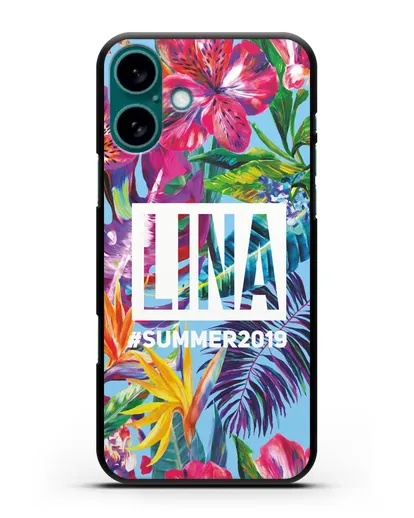 Именной чехол Летние грёзы силиконовый для iPhone 16 Plus