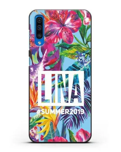 Именной чехол Летние грёзы силиконовый для Samsung Galaxy A50