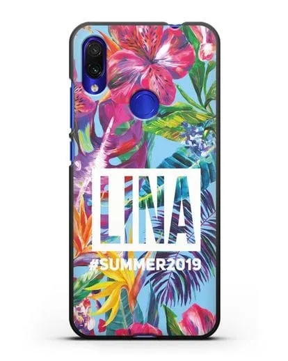 Именной чехол Летние грёзы силиконовый для Xiaomi Redmi Note 7