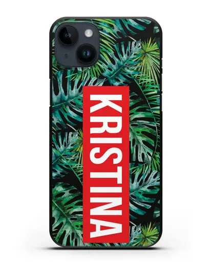 Именной чехол Монстера силиконовый для iPhone 14 Plus