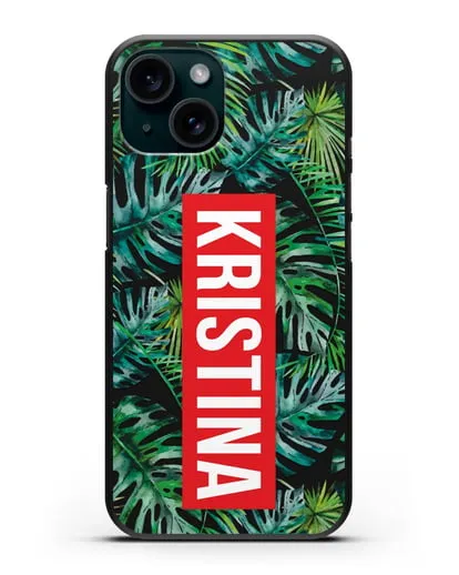 Именной чехол Монстера силиконовый для iPhone 15