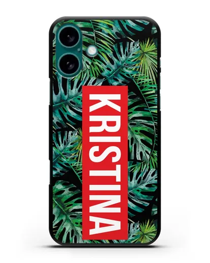 Именной чехол Монстера силиконовый для iPhone 16 Plus