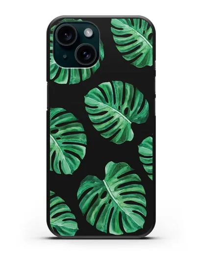 Чехол Тропические листья силиконовый для iPhone 15