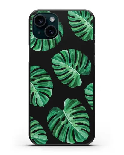 Чехол Тропические листья силиконовый для iPhone 15 Plus