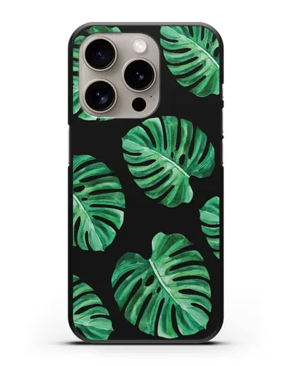 Чехол Тропические листья силиконовый для iPhone 15 Pro