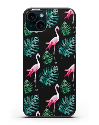 Чехол Карибский фламинго силиконовый для iPhone 15 Plus