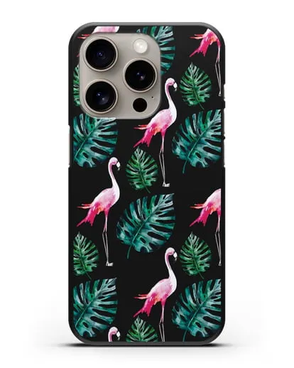 Чехол Карибский фламинго силиконовый для iPhone 15 Pro