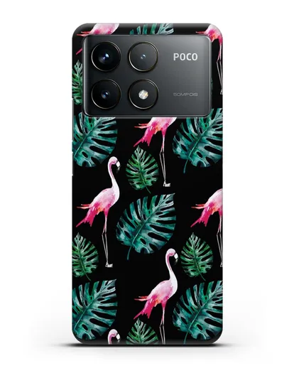 Чехол Карибский фламинго силиконовый для Xiaomi Poco F6 Pro