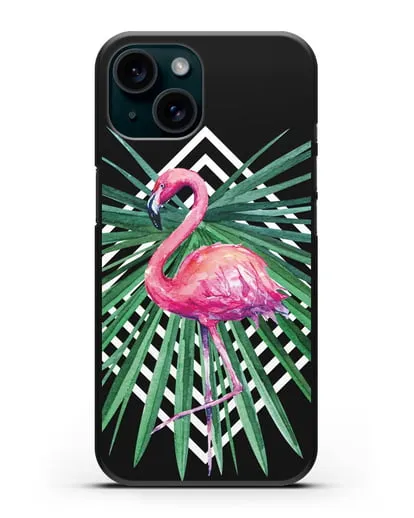 Чехол Розовый фламинго силиконовый для iPhone 15