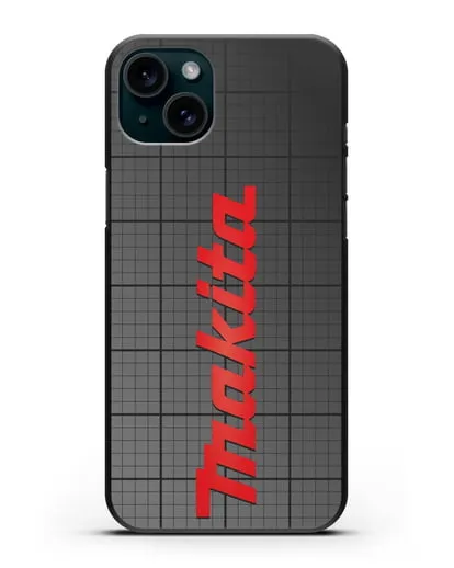 Чехол с логотипом Макита на фоне миллиметровки силиконовый для iPhone 15 Plus
